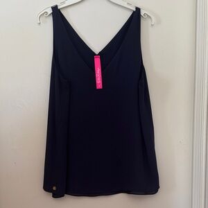 Lilly Pulitzer True Navy Florin Sleeveless V-Neck Tank Top